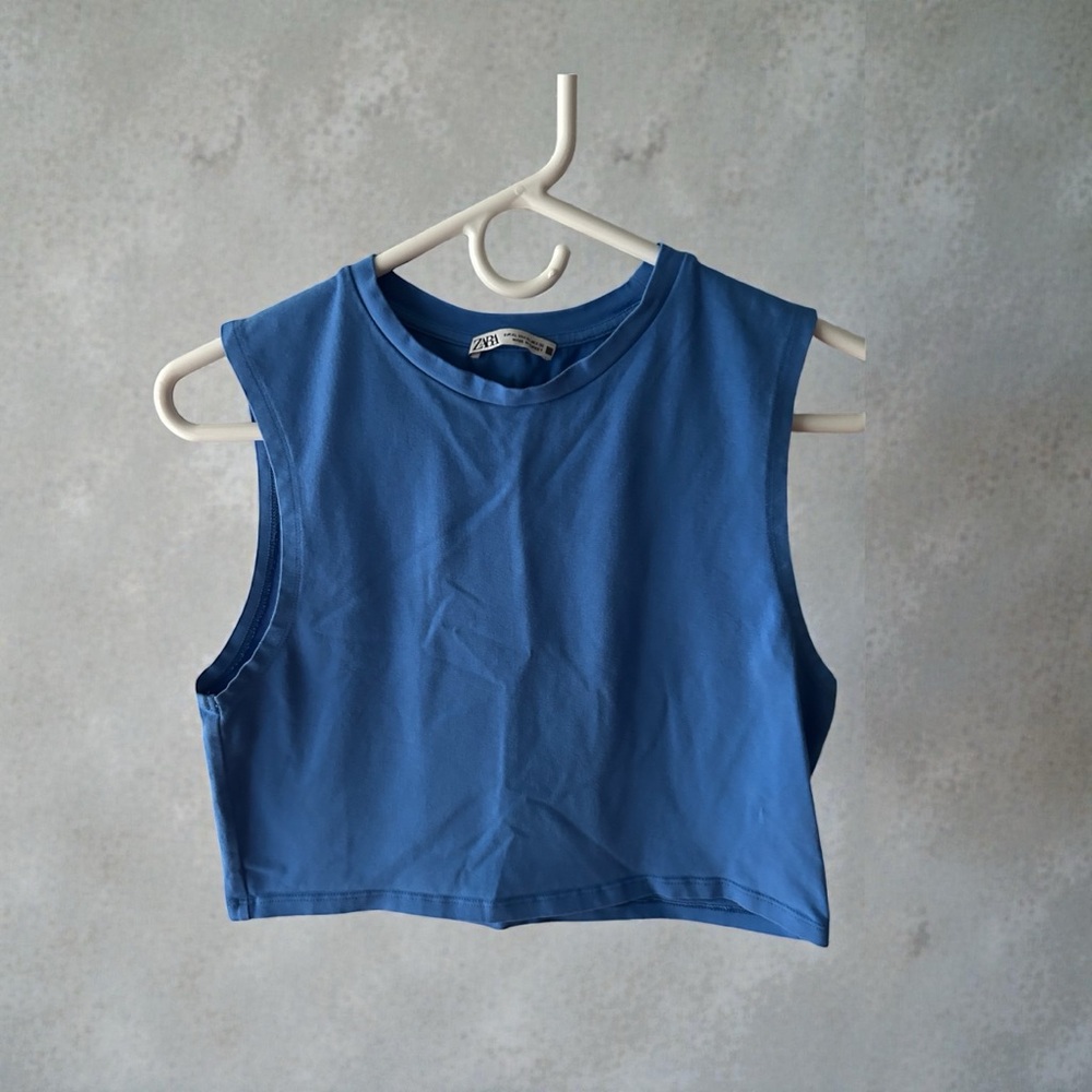 Zara blue muscle tee crop top